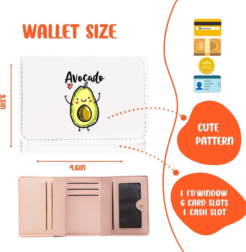 BJDAMAI Avocado Wallet For Teens Kids Girls Age 6,7,8,9,10,11,12, Small Slim Thin Mini Compact Women Wallet, Avocado Lovers Gifts Stuff, Cash Card Coin Pocket Window For Female! - Image 2